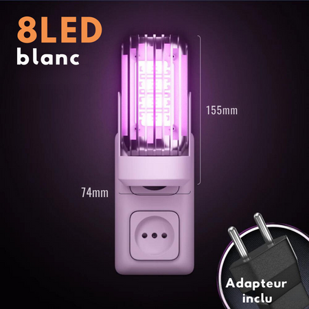 Lampe prise 8 LED piège moustiques