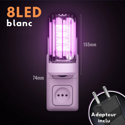 Lampe prise 8 LED piège moustiques