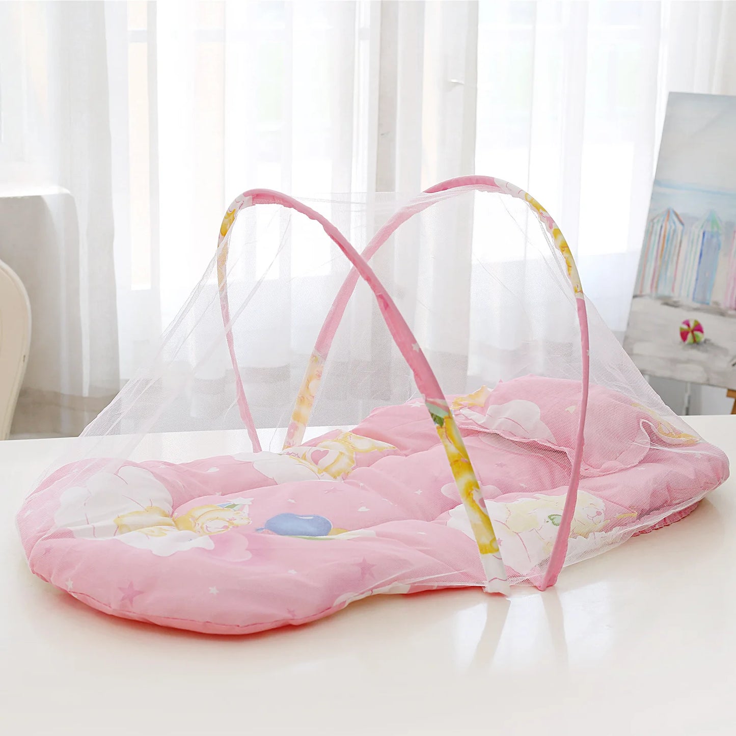 Moustiquaire Bébé Pliable avec Oreiller Coton